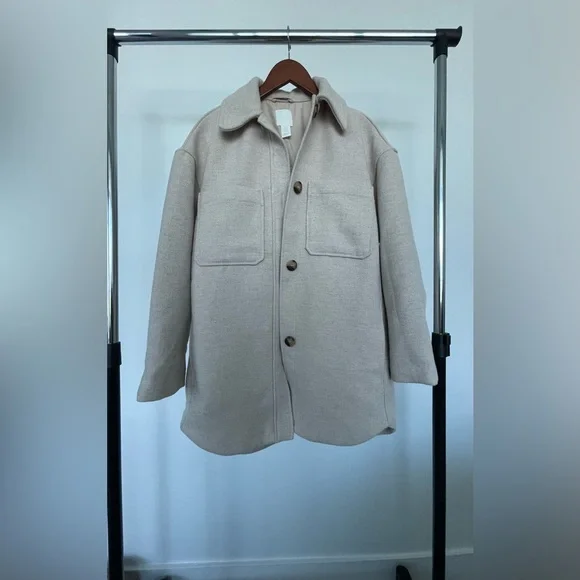 Oversized Shackets Grey Shacket H&m Felted Shirt Jacket